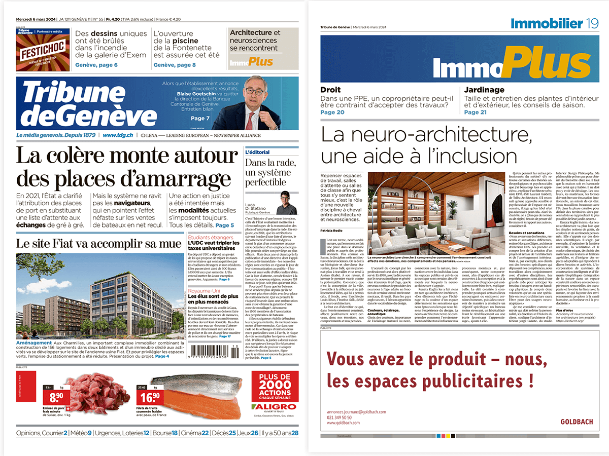 Tribune de Genève - Neuro-architecture: An Aid to Inclusion